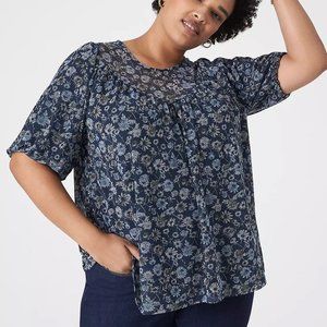 Swing Puff-Sleeve Crew-Neck Mesh Top - New with Tag